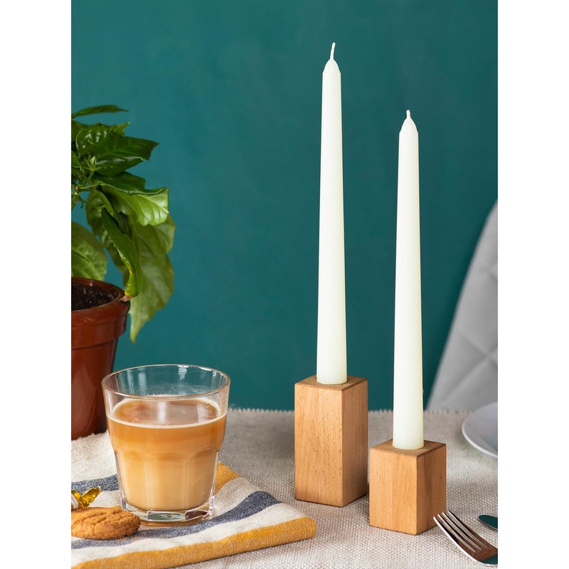 CANDWAX Ivory Taper Candles 8 inch Dripless - Set of