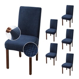 Genina Chair Covers for Dining Room - Stretch Slipcovers for Kitchen Parsons Chairs (Navy Blue, 6 PCS)