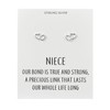 Philip Jones Sterling Silver Niece Quote Heart Link Earrings