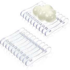 2 Pieces Plastic Bar Soap Holder Soap Tray Soap Saver Bar Dish Self Draining Soap Dishes for Soap Sponge Dryer Bathroom Toilet Shower Kitchen Restaurant Counter (Clear) - Color: Clear, Item Packa: 2