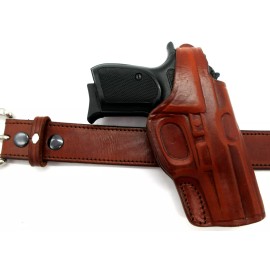 TAGUA RH Brown Leather Cross Draw Thumb Break Belt Holster for BERSA THUNDER 380