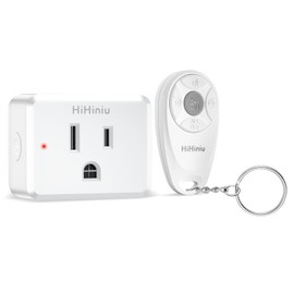 HiHiniu Remote Control Outlet Plug, Wireless On Off Power Switch for Lamp,Household Appliances, Programmable Portable Remote Outlet Light Switch, 100 ft to 300 ft RF Range, FCC Certified, 15A/1500W
