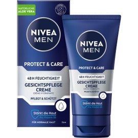 NIVEA MEN Protect & Care Gesichtspflege Creme, beruhigende Feuchtigkeitscreme für Männer, 48h feuchtigkeitsspendende Gesichtscreme mit Aloe Vera und Pro Vitamin B5 (75 ml)