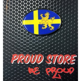 Sweden Flag Lion Emblem Proud Car Oval Domed Sticker 3D 3.25"x 2.25" Sverige Svenska Norsemen