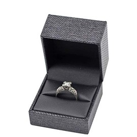 CuteBox Premium Pebbled Grey Ring Jewelry Box w/Black Faux Leather Inset Top 3-Pack (2" x 2" x 1.6") for Packaging, Gift Boxes, Showcase and Tradeshow Display