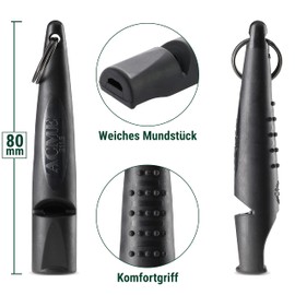 ACME Dog Whistle No. 211.5 (Update 2023) with Free Whistle Band in Matte Black, Alpha, Ideal for Callback, Long Range, Frequency Standardised (Black)