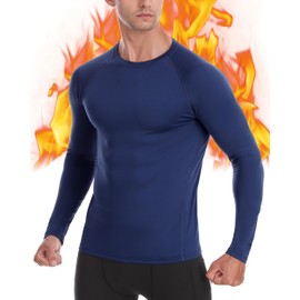 EoBeKee Thermal Base Layer for Men, Long Sleeve Compression Undershirts Athletic Sport Shirts Cold Weather Workout Tops Blue