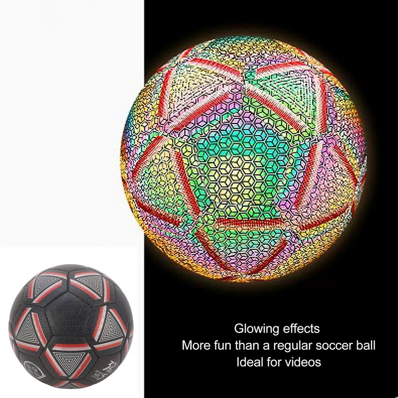 Reflective Soccer Ball Standard Size 5 Durable PU Leather Luminous