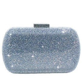 Boutique De FGG Rhinestone Clutch Purse Evening Bags and Clutches for Women Formal Crystal Clutch Bag Wedding Handbags,Mini, Silver, Small