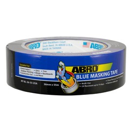 ABRO Blue Painters Tape: 36mm x 55M All Purpose Blue Tape, Temporary Labeling, Easy Tear, Clean Removal, Masking Tape Colored, DIY or Professional Use