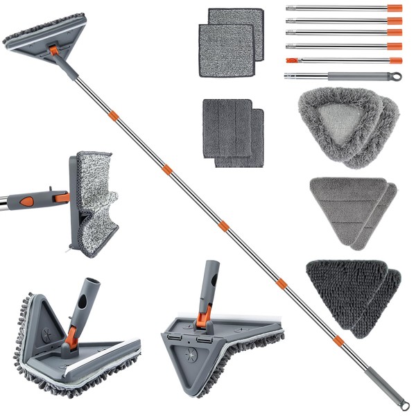 UIMO Wall Cleaner Mop with 94" Long Handle, 2-in-1 Triangle