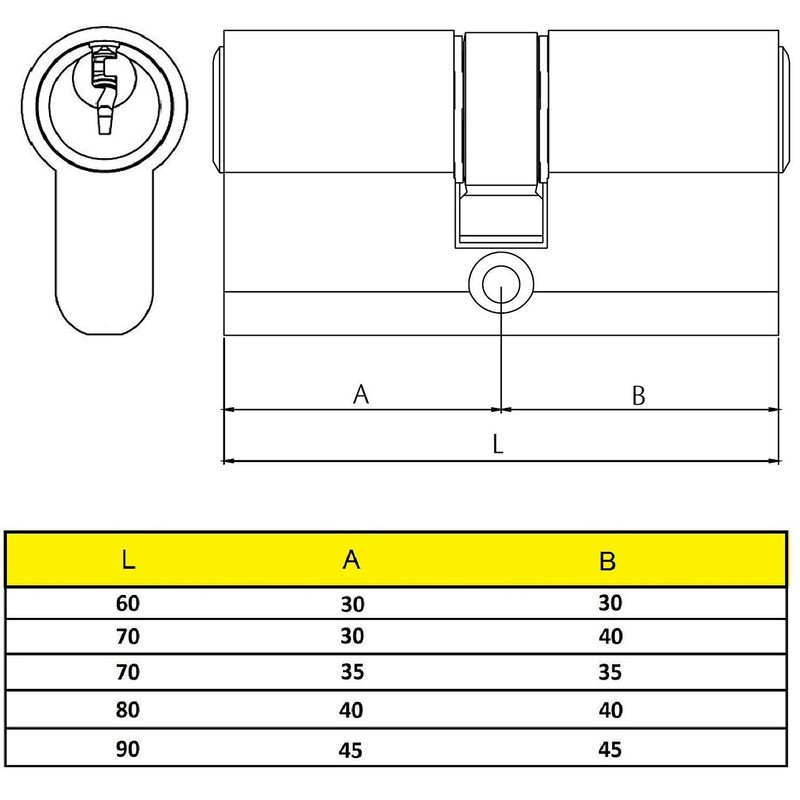 Yale Y54055LT Standard Cylinder YL5 Brass 40 x 55 mm