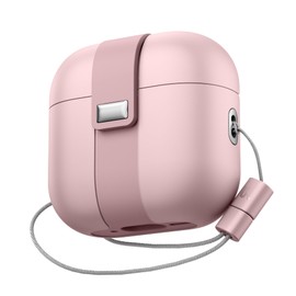 SURITCH for AirPods 4 Case (2024), Magnetic Lock Bumper Cases Compatible with Airpods 4th Generation, Rugged Protective Cover with Stylish Hanging Lanyard Cases for Women Men, Pink