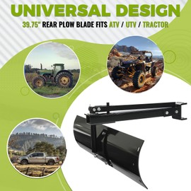 KUAFU 39.75" 3 Point Sleeve Hitch Rear Blade Compatible with ATV UTV Garden Tractors Lawn Mower Tractor Attachments Behind Rear Sleeve Hitch Tow Blade