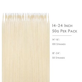 WENNALIFE Nano Bead Hair Extensions Human Hair, 50g 100s 14 Inch Platinum BlondeReal Human Hair Extensions for Women Invisible Nano Ring Hair Extensions Remy Human Hair Extensiones De Cabello Humano