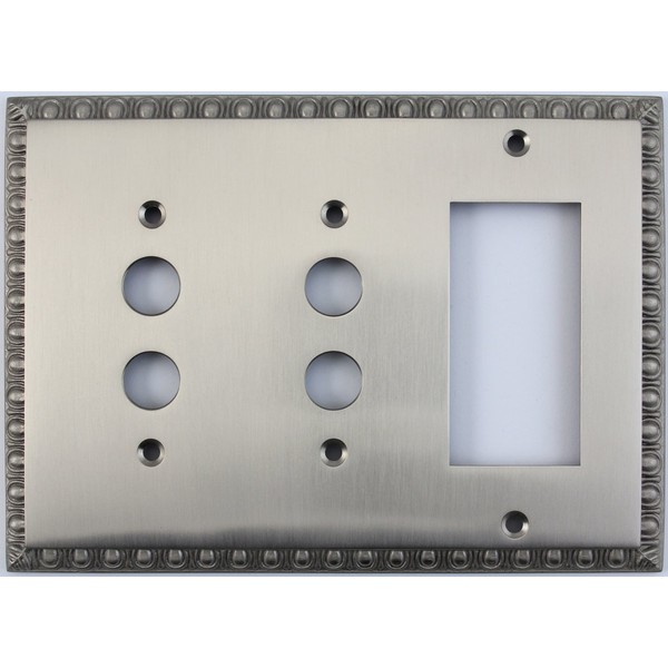 Egg & Dart Satin Nickel 3 Gang Combo Wall Plate