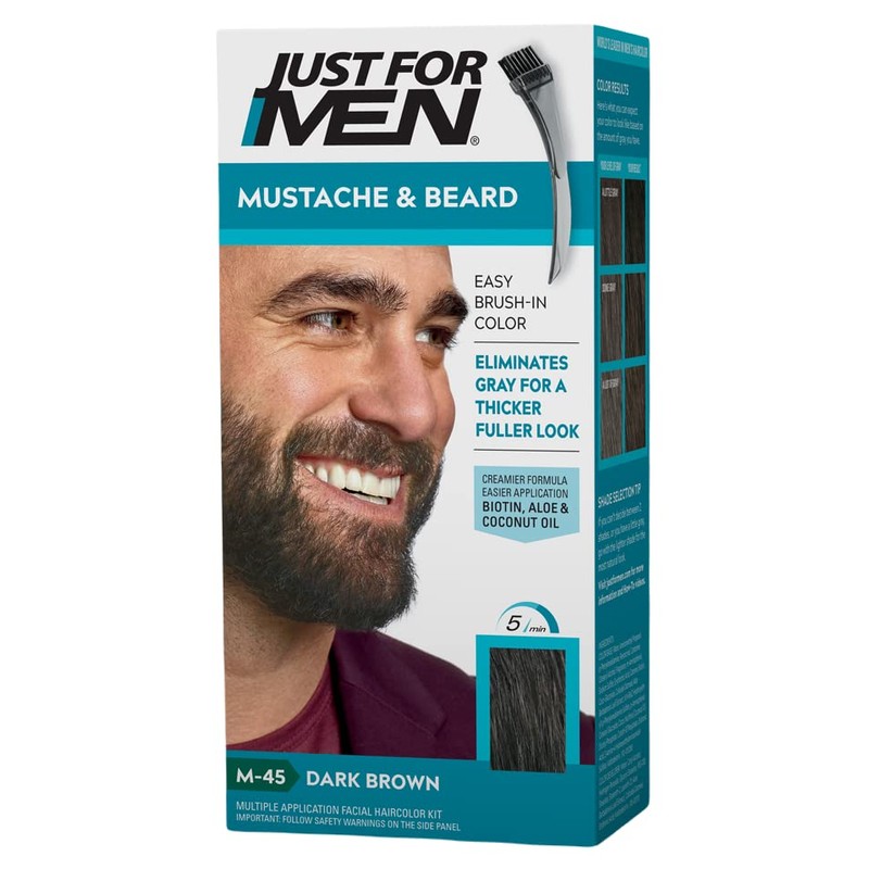 Just for Men Moustache and Beard Black Brown Colour, Eliminates