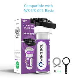 WINGSOL WINGSOL Under Sink Water Filter Replacement with Multi-stage Filtration Technology, Removes 99.99% Chlorine, Heavy Metals, Smell/Odors/Contaminants, Model# WS-USRF-001 basic: Taste Improver