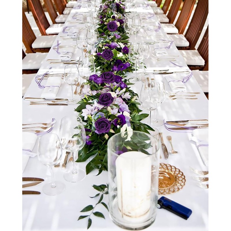 INSUNSIX Purple Glitter Roses 30pcs Foam Roses 2.56" Fake Flowers