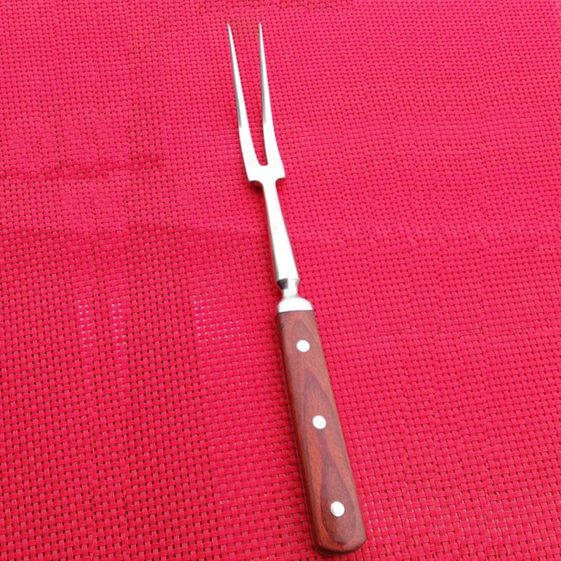 Barbecue Fork with Wooden Handle Stainless Steel Multifunction Nonstick Barbecue