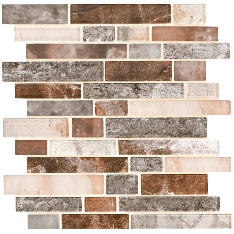 MSI Taos Interlocking Glass Mesh-Mounted Mosaic Tile for Kitchen Backsplash,