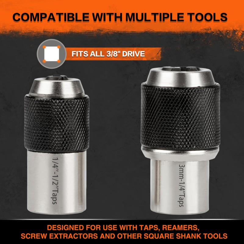 2pcs Tap Socket Set, 3/8" Drive Tap Holder for Tight