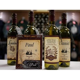 Mulberry Studios Paul Wine Label, 2 Front and Back Labels and 2 Tags