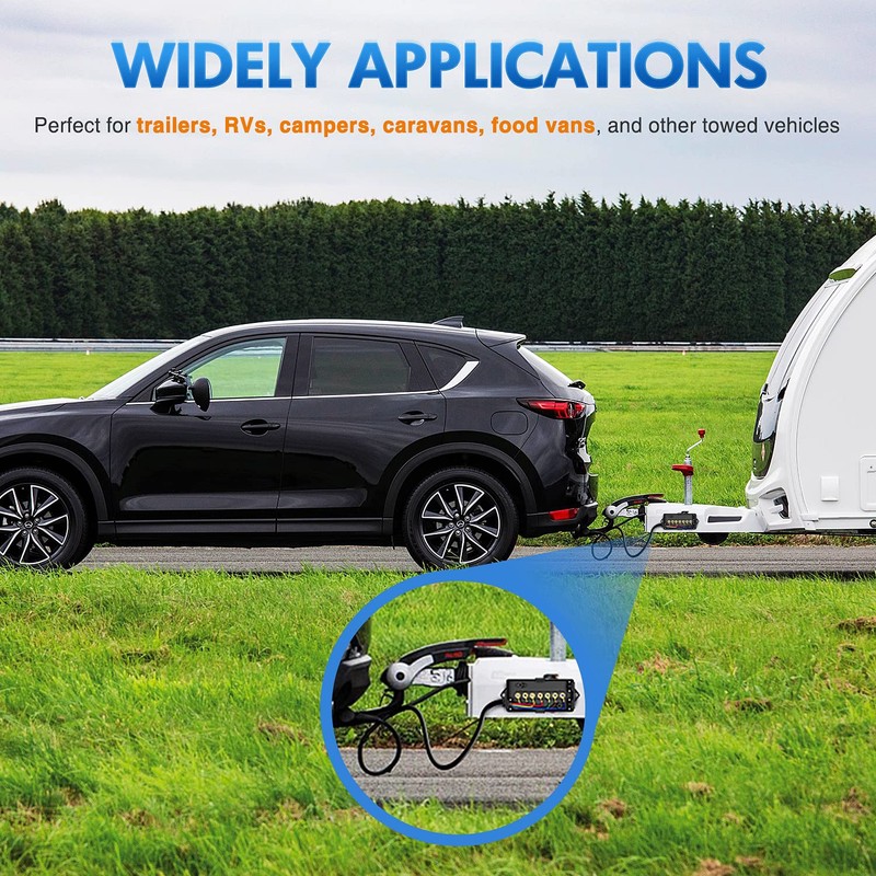 Nilight Heavy Duty 7 Way Inline Trailer Plug 8 Feet