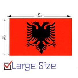 3x5 Ft Albania Flag Large Flag Of Albania 90 X 150cm With 2 Brass Grommets Albanian National Flag For Party Festival Procession Celebration Sport Activities Garden Home Indoor Outdoor Decoration