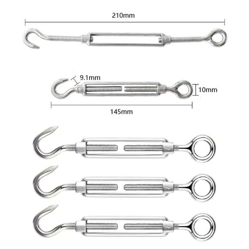 Pack of 6 Turnbuckles, Stainless Steel Wire Buckles, 304 Stainless