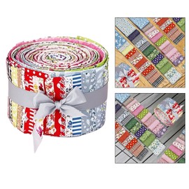 Vaveren 40 Pieces Sewing Roll Fabrics Fabrics Strips Bundle for Quilting Crafting Patchwork Roll for Napkins Curtain Decorations Bags