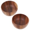 Alipis 2pcs Wooden Bowl Multi Use Round Salad and Rice