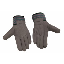 G & F 5009M JustForKids Synthetic Leather Kids Garden Gloves, Kids Work Gloves, Grey, 4-6 years old