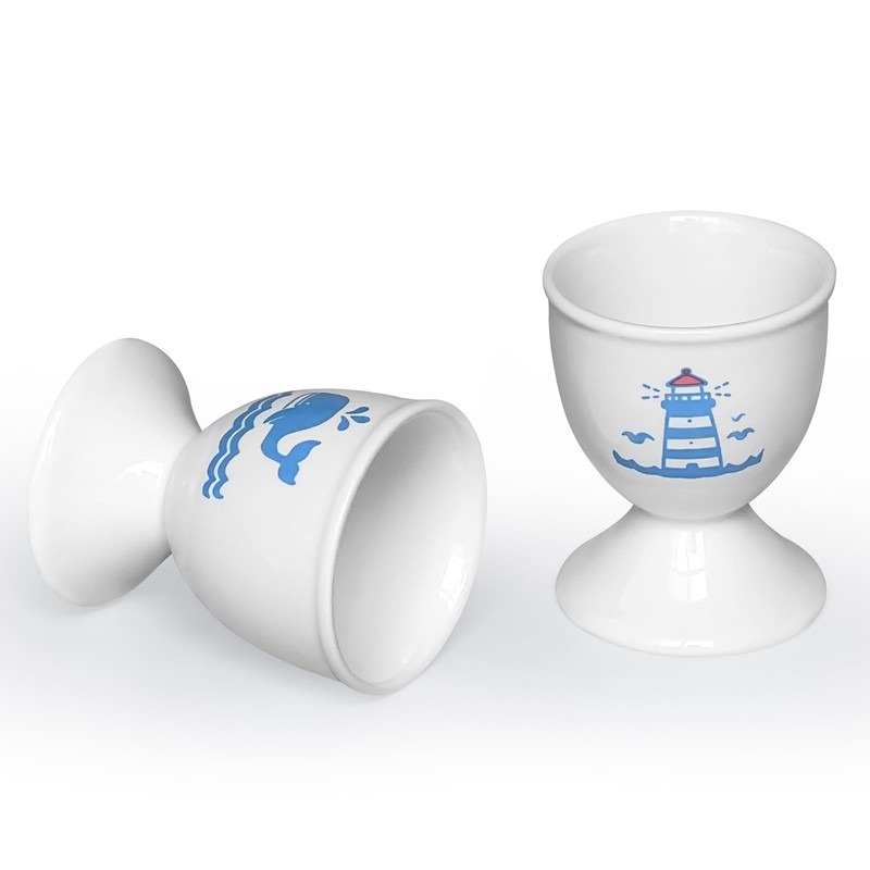 Cinf Ceramic Egg Cup Set of 2 Porcelain Holder Breakfast