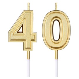 Slergut 40th Birthday Candles Gold Number 40 Happy 40,