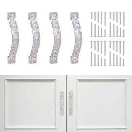 SAVORI Drawer Pulls Handle Bling Crystal Dresser Cupboard Closet Cabinet Wardrobe Door Furniture Handles Hardware Handle Pull for Home Kitchen Bathroom 4 Pack (11cm - 4 Pack, AB Color)