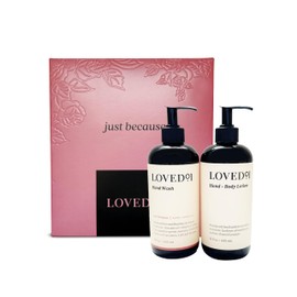 Loved01 "Just Because" Hand Care Duo, Cleansing & Moisturizing Bundle with Gift Set Box, 15 Oz Hand Wash & Lotion