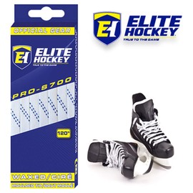 Elite Hockey PRO-S700 Waxed Molded Tip Hockey Skate Laces (White/Navy, 96")