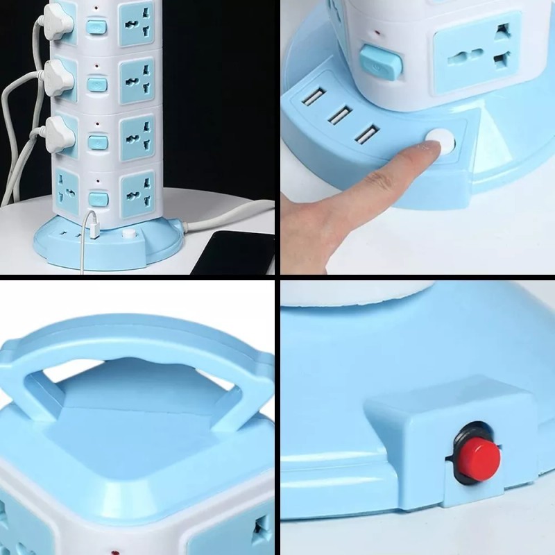 Maíz Multicontacto Supresor Picos Torre Cargador Usb Escritorio