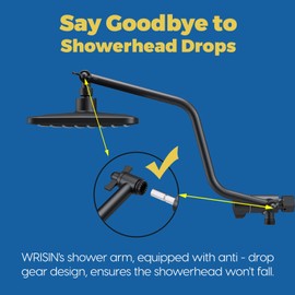 WRISIN 10 Inch Rain Shower Head with Handheld Spray, 7-Function Handheld Showerhead, Adjustable Metal Shower Extension Arm, Stainless Steel Hose, Matte Black