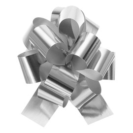 MECCANIXITY 10pcs 4 Inch Metallic Large Big Pull Bow Gift Wrapping Bows Ribbon for Wedding Car Baskets Presents Christmas Bow, Silver