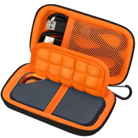 Lacdo Hard Case for SanDisk Extreme/SanDisk Extreme PRO/SanDisk Portable SSD External Solid State Drive 500GB 1TB 2TB 4TB Card SD Card Organizer Shockproof EVA Protective Storage Travel Bag,Orange