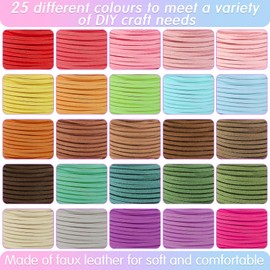 Candygirl Suede Cord Faux Leather,25 Rolls Flat Suede Leather String for Necklaces, Bracelets, Beading,Jewelry Making, Tassels, Dream Catchers and DIY Crafts