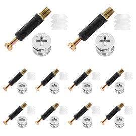 BokWin 10 Set 40mm Cam Lock Screws for Furniture,3 in 1 Cam Lock Fasteners,Cam Fitting with Dowel and Pre-Inserted Nut for Cabinet Drawer Connecting