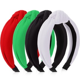 Yilloog 4 Pcs Christmas Knotted Headband Elegant Headbands for Women Non Slip for Hair Accessories Outfit Wedding Holiday Party Gift(Bubble)