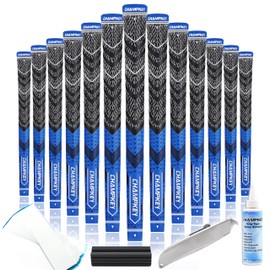 CHAMPKEY Half Cord Golf Grips 13 Pack with Golf Grip Kit - All Weather Performance Golf Club Grips - High Traction and Feedback Golf Grips for Men(Blue,Standard)