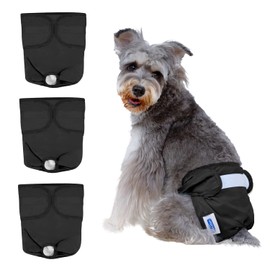 Nobleza Washable Dog Nappies for Female Dogs in Heat, Reusable Hygienic Briefs, Highly Absorbent Pet Nappies (S Waist 27-32.5 cm, Pack of 3, Black)