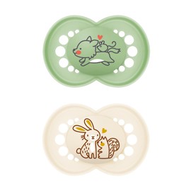 MAM Original Schnuller Größe 16+ Monate, Naturkautschuksauger, bio-rund, mit Schnullerhülle, neutral