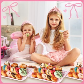 Tioncy 3 Pcs Pink Bow Serving Tray Bowknot Reusable Plate Dish 13" x 10" Decorative Tray Platter for Serving Food Room Organiser Home Party Supplies