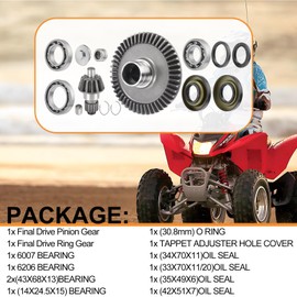 Rear Differential Bearing and Seal Kit & Final Drive Ring Pinion Gear for Honda Rancher 350 400 TRX350FE FM TE TM TRX400FA FGA 2000-2007